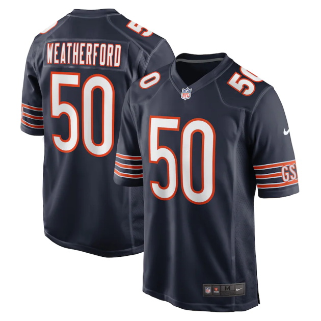 mens nike sterling weatherford navy chicago bears game player jersey